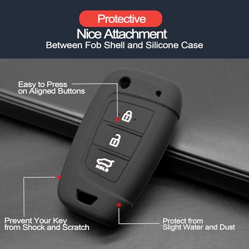 INFIPAR 2pcs Compatible with Hyundai Kona Palisade Santa Fe Tucson Venue Accent Key Fob Cover Case Key Chain Protector Flip 3 Buttons Holder - Image 4