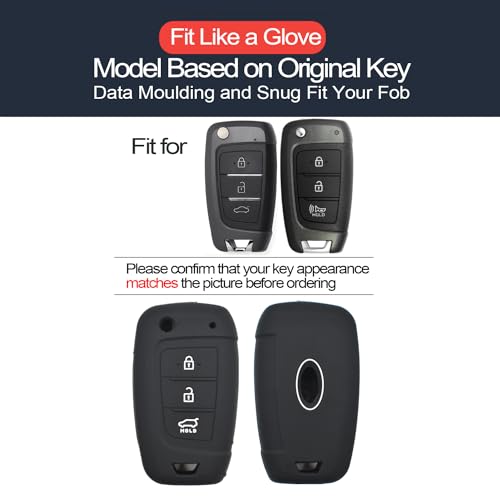 INFIPAR 2pcs Compatible with Hyundai Kona Palisade Santa Fe Tucson Venue Accent Key Fob Cover Case Key Chain Protector Flip 3 Buttons Holder - Image 2