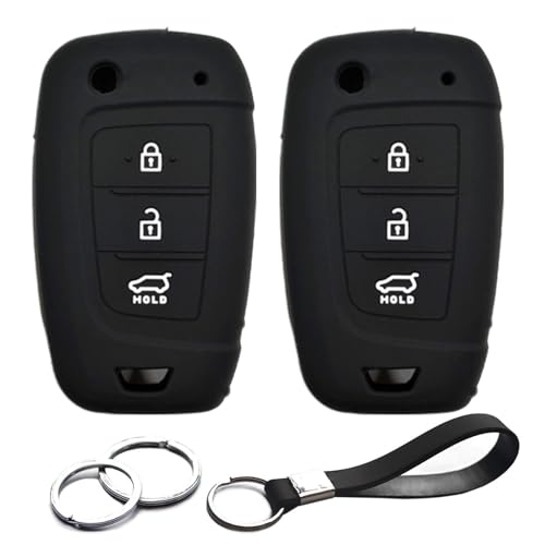 INFIPAR 2pcs Compatible with Hyundai Kona Palisade Santa Fe Tucson Venue Accent Key Fob Cover Case Key Chain Protector Flip 3 Buttons Holder - Image 1