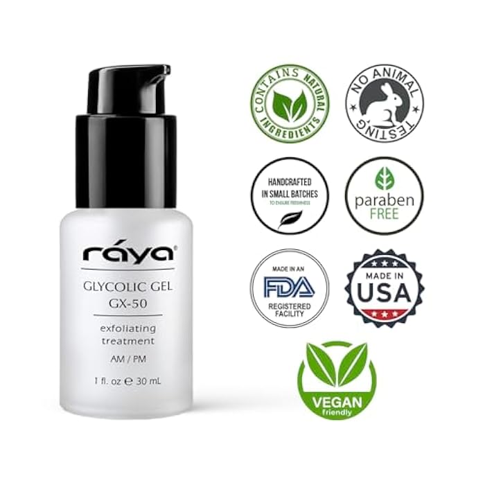 Raya Glycolic Gel GX-50 | Face Exfoliator & Serum | Against-Wrinkle Facial Serums with AHA for Oily & Break-Out Skin | Clears Blemishes, Reduces Oiliness & Fine Lines - Image 4