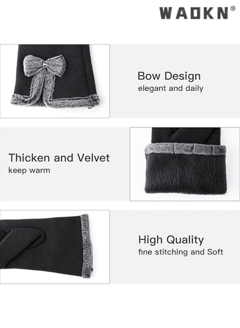 WAOKN Women's Warm Touch Screen Windproof Gloves, Thickly Lined with Fleece for Winter, Designed for Women and Girls, the Choice for Warmth and Comfort  - Image 2