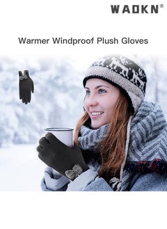 WAOKN Women's Warm Touch Screen Windproof Gloves, Thickly Lined with Fleece for Winter, Designed for Women and Girls, the Choice for Warmth and Comfort  - Image 4