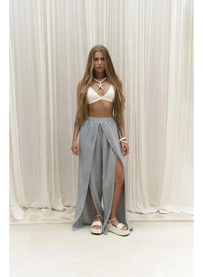Bima Gray Pants with Slit Details