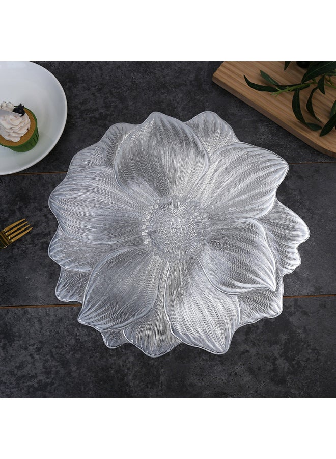 Creative Lotus PVC Placemat Ins Wind Heat-proof Waterproof Oil-proof Washable Heat Insulation Mat Hotel Restaurant Table Mat-Color:Rose Gold-Specification:38cm【sunflower】  - Image 5