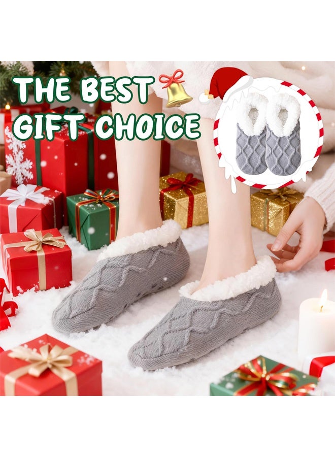 جوارب منزلية ناعمة ومريحة للنساء والرجال، جوارب سميكة ودافئة مانعة للانزلاق مع مقابض، جوارب حرارية للتدفئة في فصل الشتاء، هدية مثالية للسيدات والفتيات في عيد الميلاد - Image 4