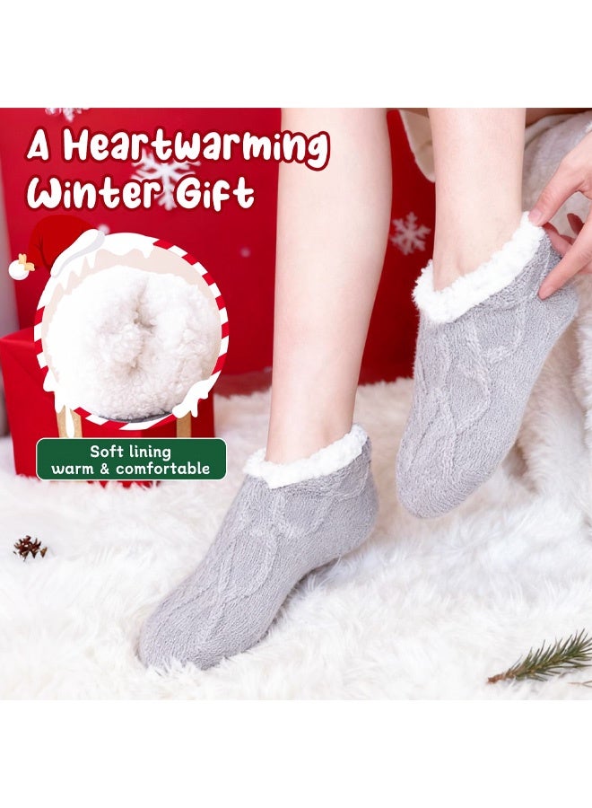 جوارب منزلية ناعمة ومريحة للنساء والرجال، جوارب سميكة ودافئة مانعة للانزلاق مع مقابض، جوارب حرارية للتدفئة في فصل الشتاء، هدية مثالية للسيدات والفتيات في عيد الميلاد - Image 3