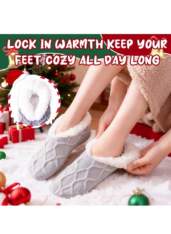 جوارب منزلية ناعمة ومريحة للنساء والرجال، جوارب سميكة ودافئة مانعة للانزلاق مع مقابض، جوارب حرارية للتدفئة في فصل الشتاء، هدية مثالية للسيدات والفتيات في عيد الميلاد - Image 5