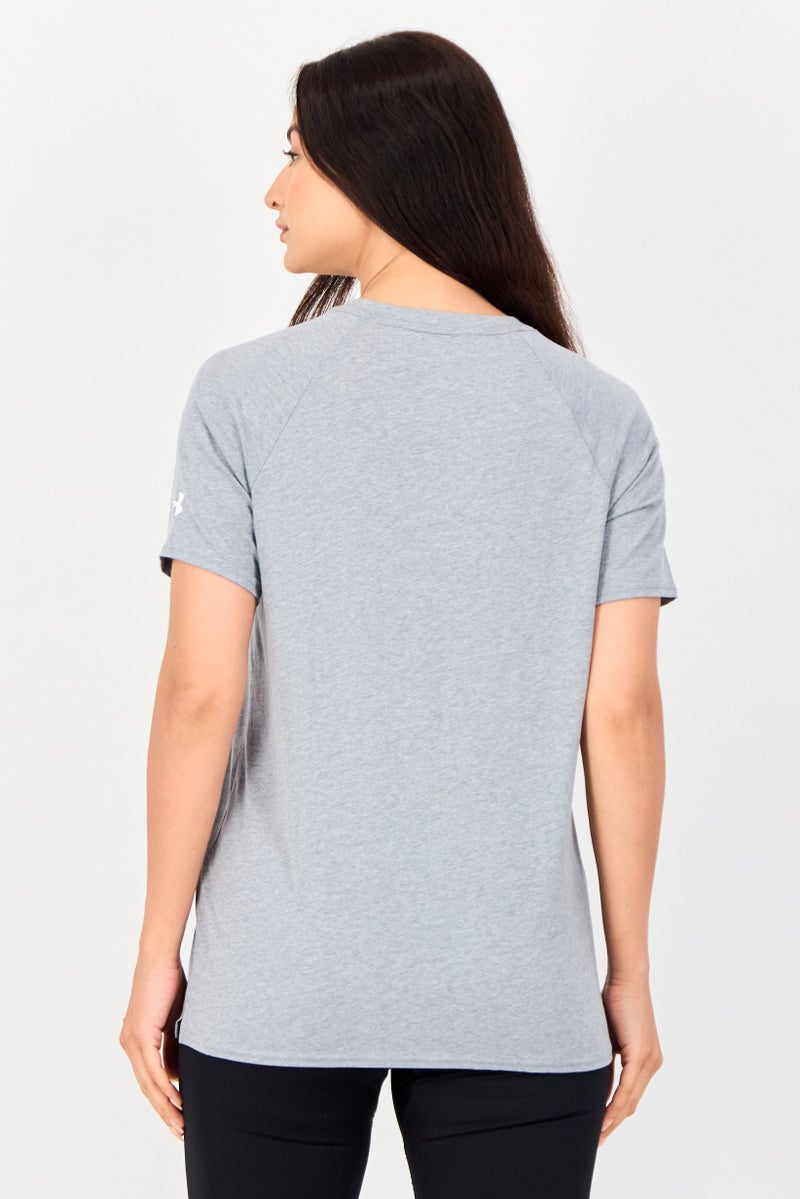 UNDER ARMOUR Women Loose Fit Short Sleeves Training T-shirt, Grey - Image 3
