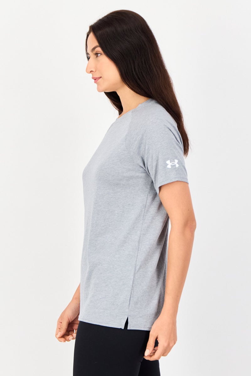 UNDER ARMOUR Women Loose Fit Short Sleeves Training T-shirt, Grey - Image 2