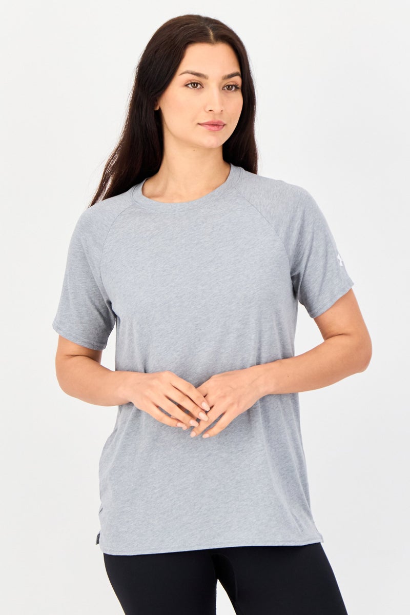 UNDER ARMOUR Women Loose Fit Short Sleeves Training T-shirt, Grey - Image 1