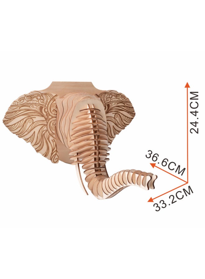 مجسم حيوانات ملون ثلاثي الأبعاد صندوقي DIY لغز ليزر خشبي - اللون: XI-G002 رأس فيل - Image 4