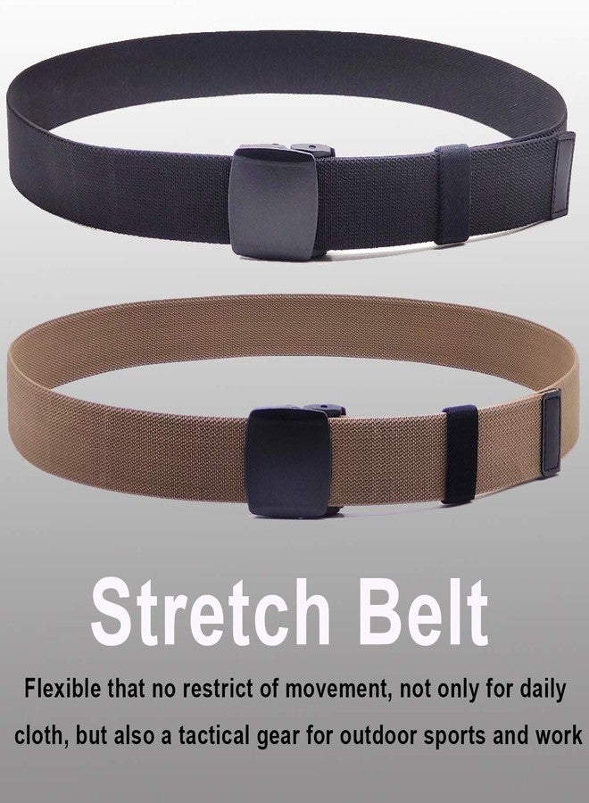 HOANAN 2-Pack Elastic Stretch Belt, Men’s Plus Size No Metal Nylon Tactical Hiking Belt(black/brown-up to 42") - Image 2