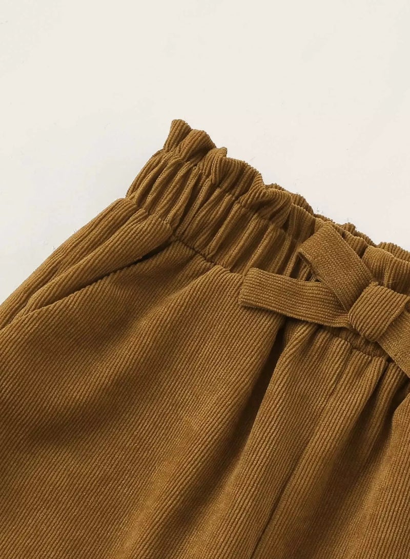 Girls Paperbag Waist Corduroy Pants  - Image 3