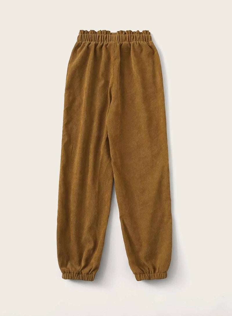 Girls Paperbag Waist Corduroy Pants  - Image 2