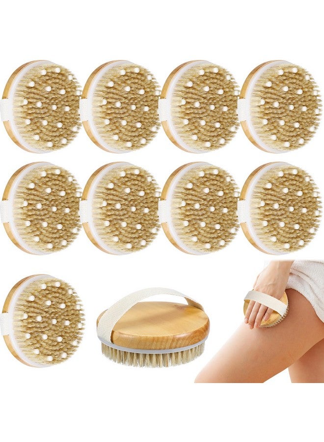 Gejoy 10 Pcs Dry Brushing Body Brush Exfoliating Brush With Massage Nodule Dry Skin Body Brush Body Scrubber For Shower Bath Back Circulation Improvement Dead Skin Remove Beauty Exfoliator (Round) - Image 1