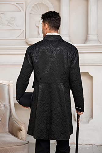 Runcati Mens Steampunk Medieval Jacket Pirate Viking Renaissance Costume Formal Tailcoat Gothic Victorian Halloween Tuxedo Coats Black - Image 4