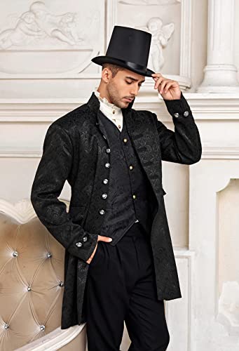 Runcati Mens Steampunk Medieval Jacket Pirate Viking Renaissance Costume Formal Tailcoat Gothic Victorian Halloween Tuxedo Coats Black - Image 3
