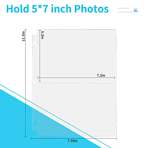 Fabmaker 30 Pack Photo Sleeves for 3 Ring Binder - (5x7, for 120 Photos), Archival Photo Page Protectors 5x7, Clear Plastic Photo Album Refill Pages Photo Pockets, Postcard Sleeves, Acid-Free - Image 2