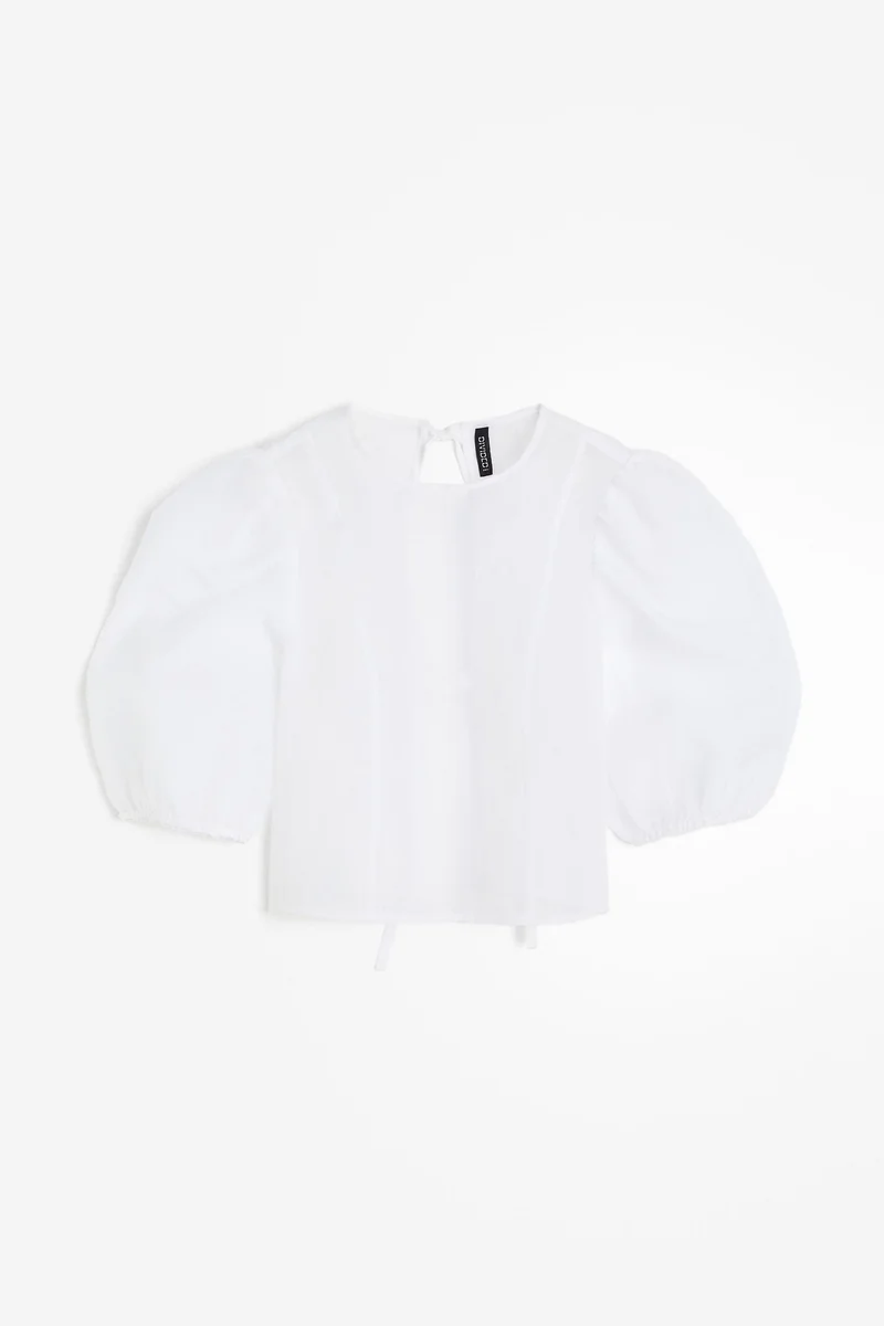 اتش اند ام بلوزة أورغانزا بأكمام منفوخة