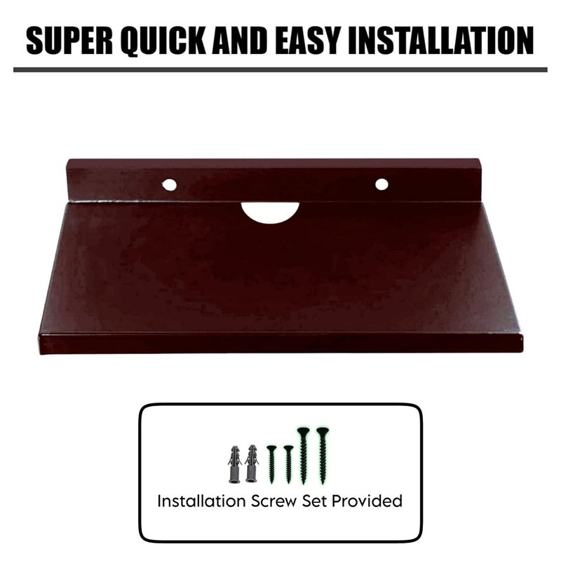 DIME حامل صندوق الإعداد الخشبي الهندسي | حامل صندوق التلفاز المثبت على الحائط لرفوف المنزل لحمل مكبرات الصوت وجهاز التوجيه WiFi ووحدة التحكم في الألعاب وجهاز البث عن بُعد (بني) - Image 5