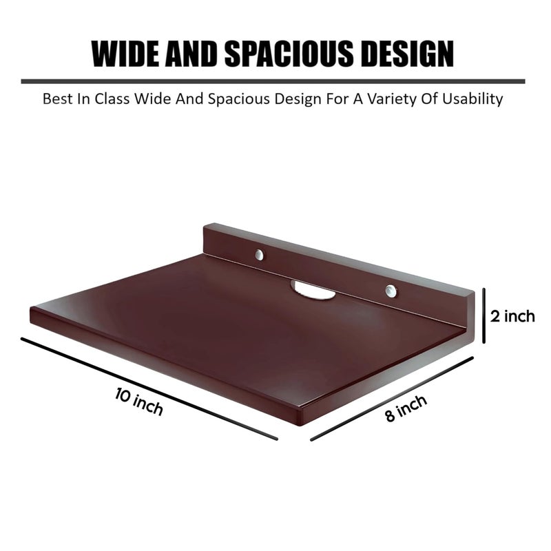 DIME حامل صندوق الإعداد الخشبي الهندسي | حامل صندوق التلفاز المثبت على الحائط لرفوف المنزل لحمل مكبرات الصوت وجهاز التوجيه WiFi ووحدة التحكم في الألعاب وجهاز البث عن بُعد (بني) - Image 2