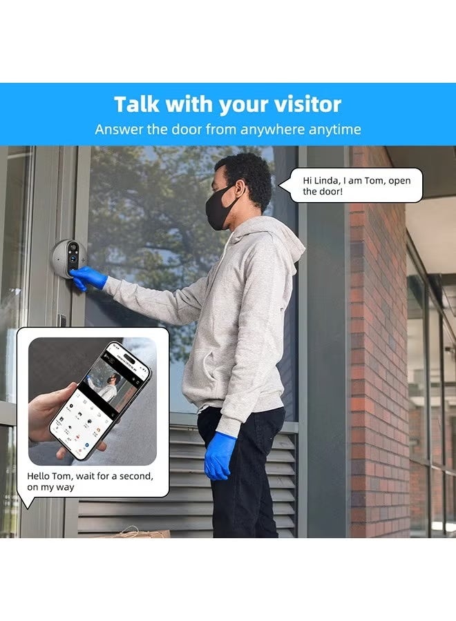 بلو فاير كاميرا مراقبة ذكية للثقب البابي من توييا بدقة 1080P مع شاشة عرض 4.3 بوصة | كاميرا أمن لاسلكية للباب الأمامي بزاوية رؤية 166°، كشف الحركة، اتصال ثنائي الاتجاه، بطارية 5000 مللي أمبير ورؤية ليلية (تحل محل الثقب البابي التقليدي) - Image 2