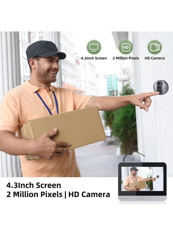 بلو فاير كاميرا مراقبة ذكية للثقب البابي من توييا بدقة 1080P مع شاشة عرض 4.3 بوصة | كاميرا أمن لاسلكية للباب الأمامي بزاوية رؤية 166°، كشف الحركة، اتصال ثنائي الاتجاه، بطارية 5000 مللي أمبير ورؤية ليلية (تحل محل الثقب البابي التقليدي) - Image 3