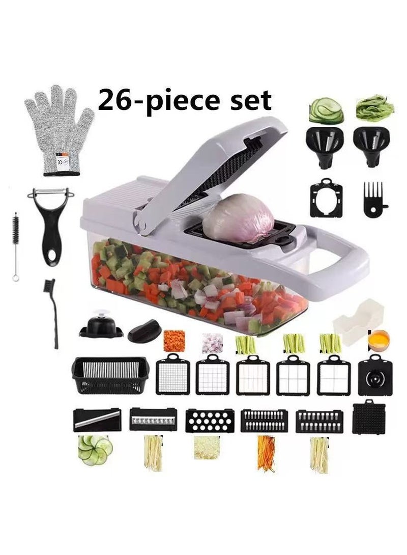 26-in-1 Vegetable Chopper with Container – Multi-Functional Mandoline Slicer and Dicer with 11 Blades, Onion Chopper, Vegetable Slicer for Potatoes, Tomatoes, Cucumbers, and Carrots  - Image 1