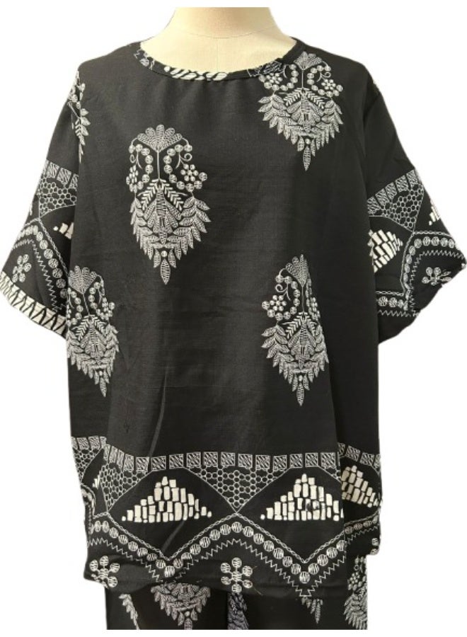 Women Clothing Set Outfit Suit Tops Blouse and Wide Leg Pants Free Size - Image 2