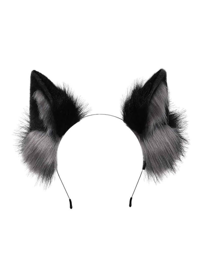 SYOSI Cat Ears Headband, Fox Wolf Costume Accessories for Women & Men, Handmade Furry Cosplay Headwear, Party Costume, Adjustable Ears Headband for Cosplay - Image 1