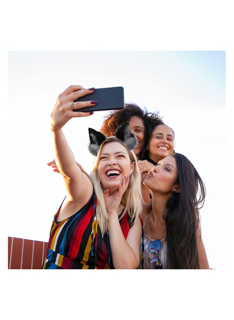 SYOSI Cat Ears Headband, Fox Wolf Costume Accessories for Women & Men, Handmade Furry Cosplay Headwear, Party Costume, Adjustable Ears Headband for Cosplay - Image 3