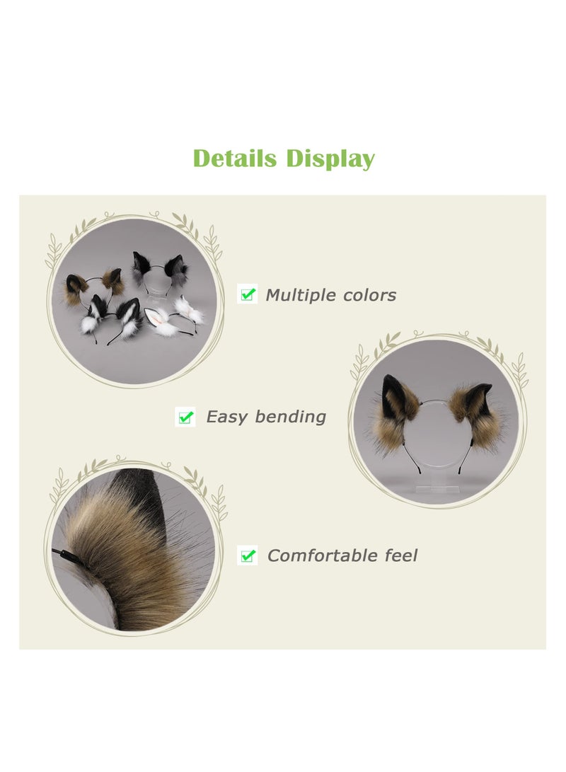 SYOSI Cat Ears Headband, Fox Wolf Costume Accessories for Women & Men, Handmade Furry Cosplay Headwear, Party Costume, Adjustable Ears Headband for Cosplay - Image 5