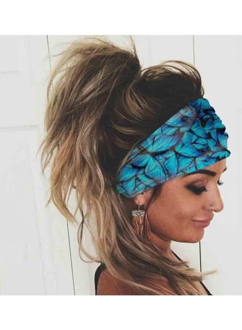 Wide Boho Headband Headwrap Butterfly Stretch Hair Bands Bandana Yoga Running Athletic Turban Head Bands Head Scarfs Hair Accessories for Women and Girls (4Pcs)  - Image 3