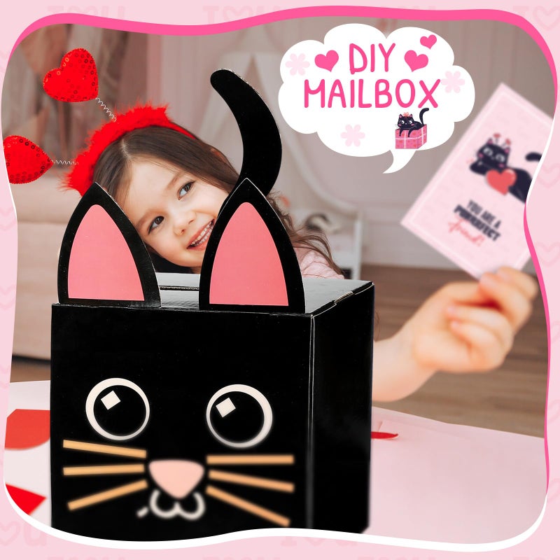 Eaasty Otter Valentine Boxes for Kids DIY Valentines Day Mailbox Kits with 32 Cute Otter Valentine Cards for Boys Girls Toddlers School Class Classroom Gifts Exchange & Greeting Craft Party Favor - Image 5