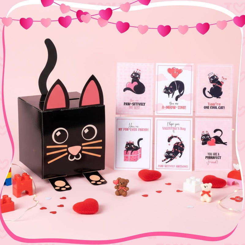 Eaasty Otter Valentine Boxes for Kids DIY Valentines Day Mailbox Kits with 32 Cute Otter Valentine Cards for Boys Girls Toddlers School Class Classroom Gifts Exchange & Greeting Craft Party Favor - Image 3