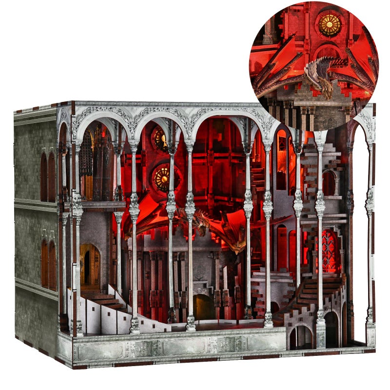 CCCDF Book Nook Kit DIY Miniature House Kit for Adults Teens Dollhouse Booknook Tiny House Bookshelf Decor with LED Light Gifts for Family Friends Ember Castle - Image 3