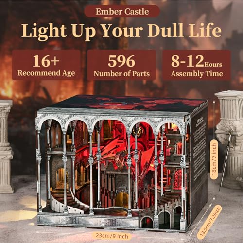 CCCDF Book Nook Kit DIY Miniature House Kit for Adults Teens Dollhouse Booknook Tiny House Bookshelf Decor with LED Light Gifts for Family Friends Ember Castle - Image 5