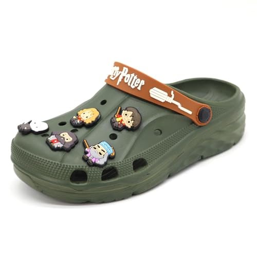 SVAAR x Harry Potter Men's Magical Clogs with 10 Authentic Harry Potter Charms Included and Adjustable Back Strap Olive Green - Image 4