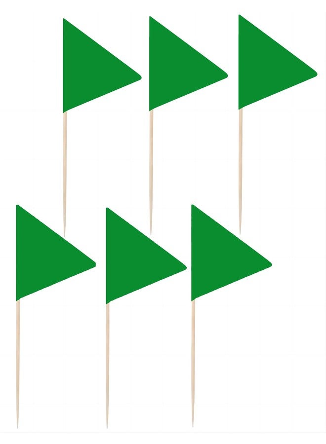 JAVD Solid Green Toothpick Flags Small Mini Plain Green Color Triangle Stick Cupcake Toppers Flags DIY Decoration (100 Pcs) - Image 2