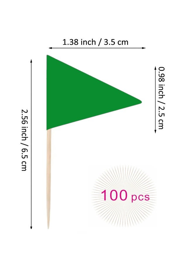 JAVD Solid Green Toothpick Flags Small Mini Plain Green Color Triangle Stick Cupcake Toppers Flags DIY Decoration (100 Pcs) - Image 3