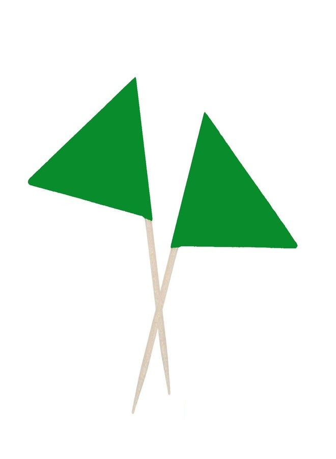 JAVD Solid Green Toothpick Flags Small Mini Plain Green Color Triangle Stick Cupcake Toppers Flags DIY Decoration (100 Pcs) - Image 5
