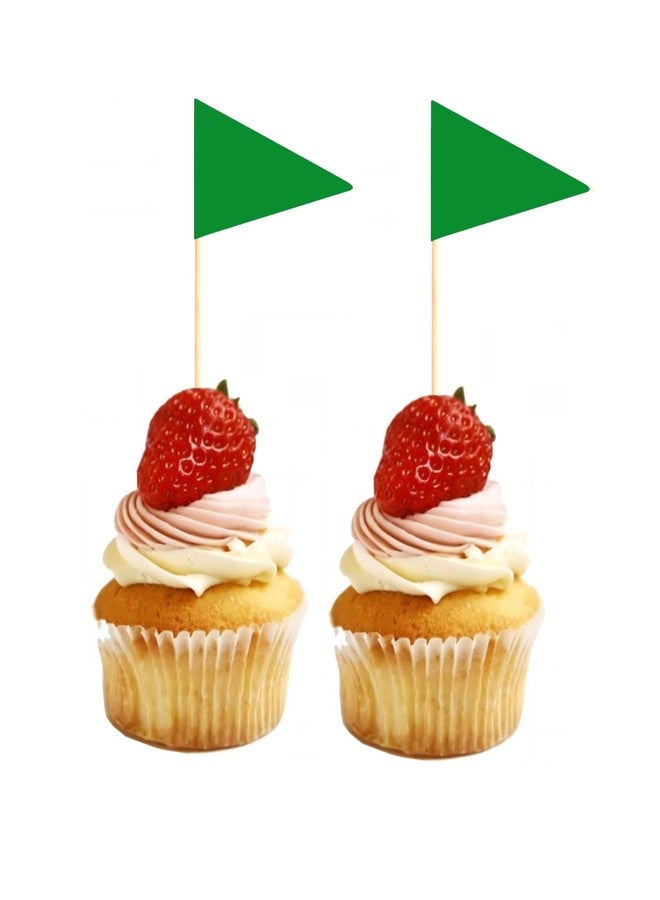 JAVD Solid Green Toothpick Flags Small Mini Plain Green Color Triangle Stick Cupcake Toppers Flags DIY Decoration (100 Pcs) - Image 4