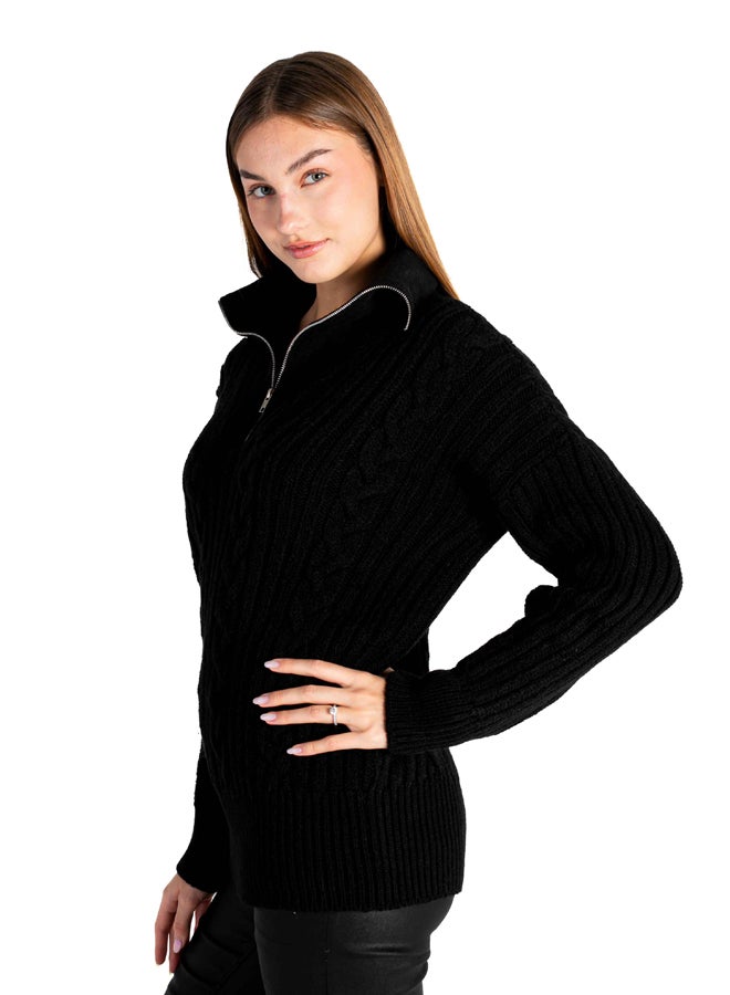 THICK CAPELS LONG SLEEVES PULLOVER WITH HALF ZIPPER