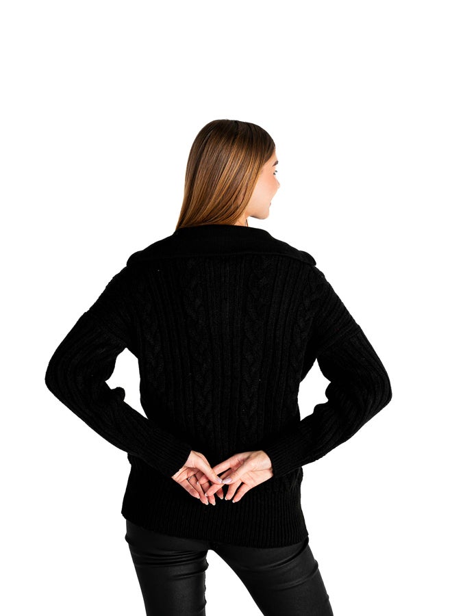 THICK CAPELS LONG SLEEVES PULLOVER WITH HALF ZIPPER