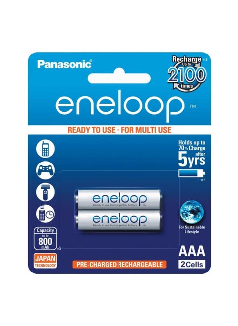 Panasonic Eneloop Ni-Mh AAA Rechargeable Battery 2Pcs 800mAh BK-4MCCE-2BT