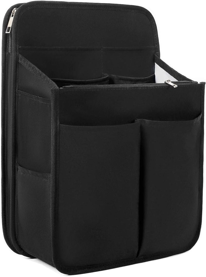 VANCORE Backpack Organizer Insert with Zipper for Rucksack Black Travel Nylon Shoulder Bag Organizer Waterproof - Image 1