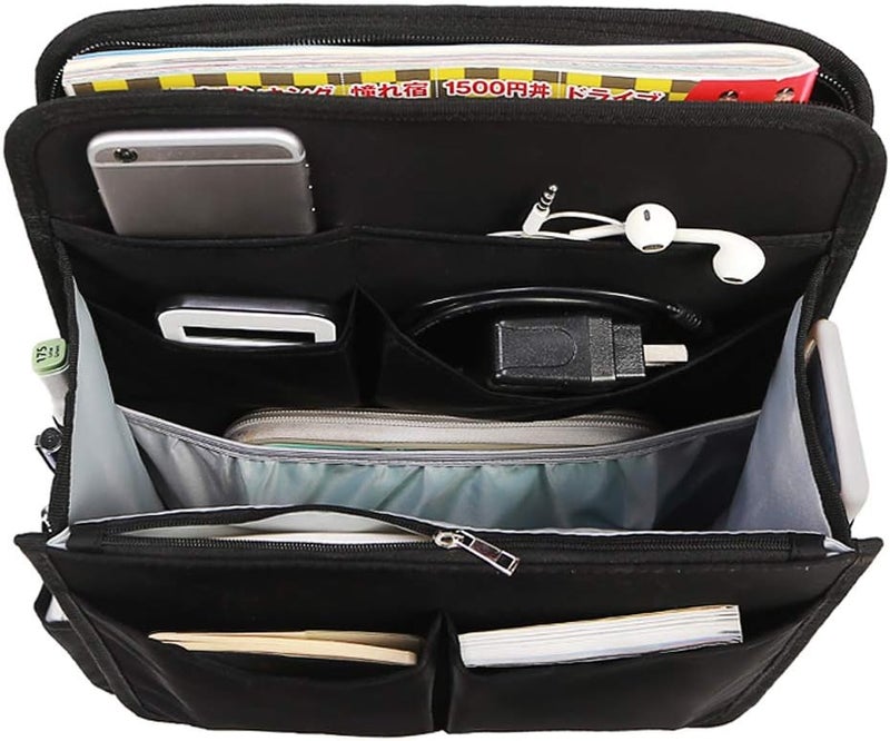 VANCORE Backpack Organizer Insert with Zipper for Rucksack Black Travel Nylon Shoulder Bag Organizer Waterproof - Image 3