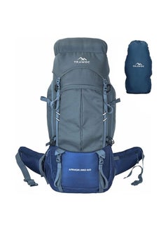 TRAWOC 60L Travel Backpack for Hiking Trekking Bag Camping Rucksack with Rain Cover Shoe Compartment HK013 Grey