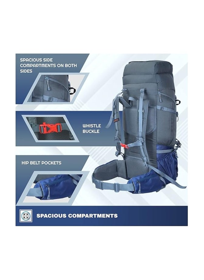 Trawoc - TRAWOC 60L Travel Backpack for Hiking Trekking Bag Camping Rucksack with Rain Cover Shoe Compartment HK013 Grey - Image 1