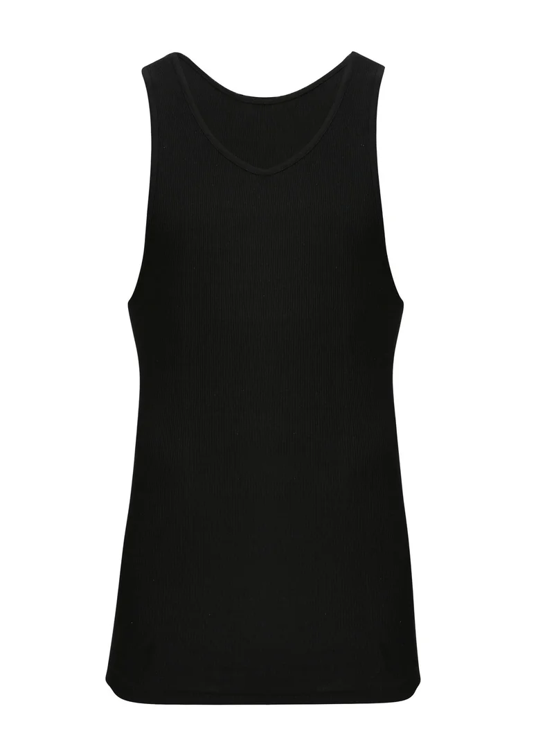 BYC MEN'S LONG LENGTH COTTON VEST - BLACK